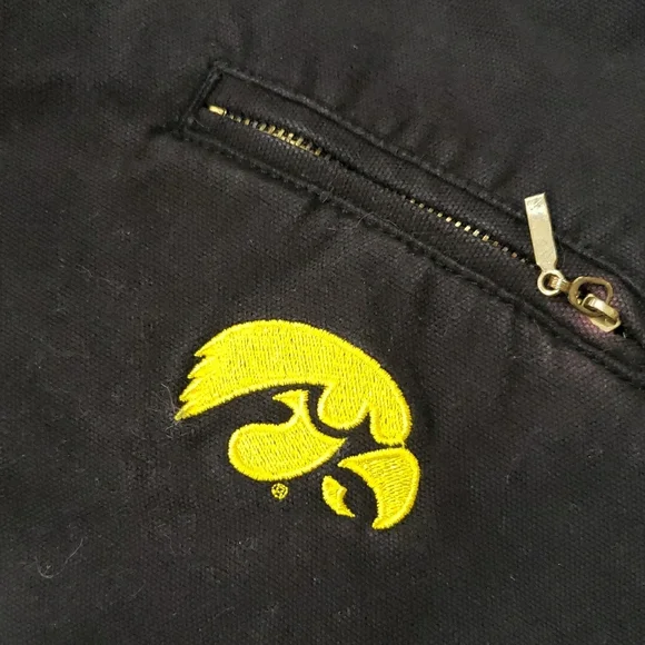 Iowa Hawkeyes Vintage Black Hooded Chore Jacket - Picture 2 of 11